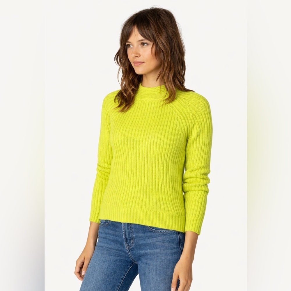 Banana Republic Neon Green Ribbed Knit Mock Neck Sweater | XS